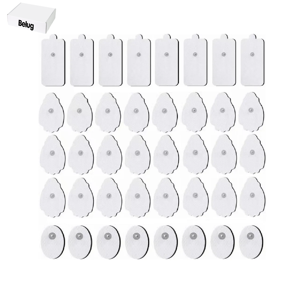 Electrodos Para Electroestimulador Conectores A Presión 40pz Blanco