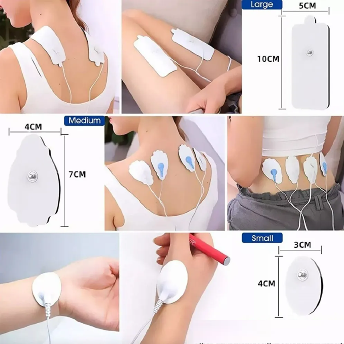 Electrodos Para Electroestimulador Conectores A Presión 40pz Blanco