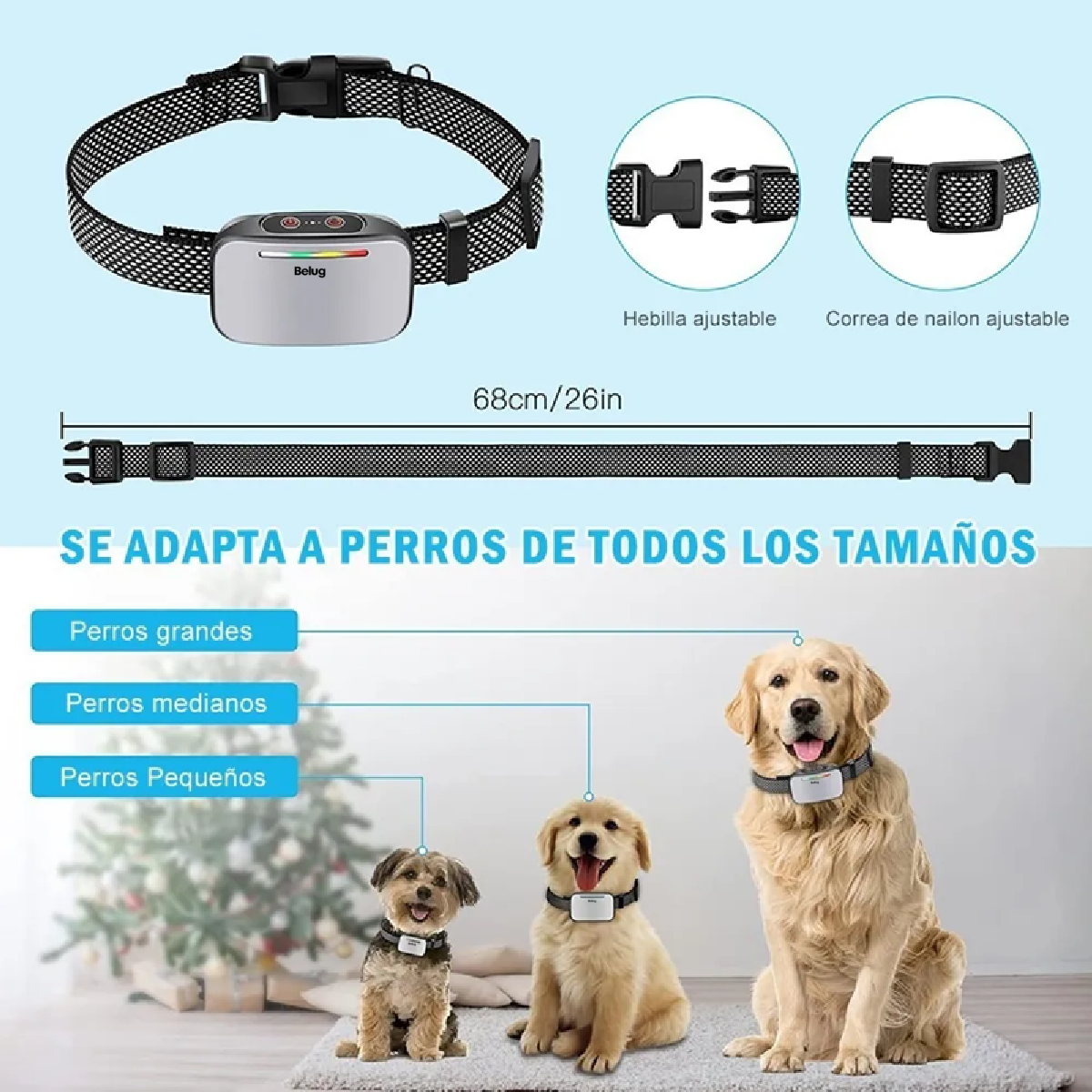Antiladrido Perro Entrenamiento Collar Eléctrico Automático 10PZGris