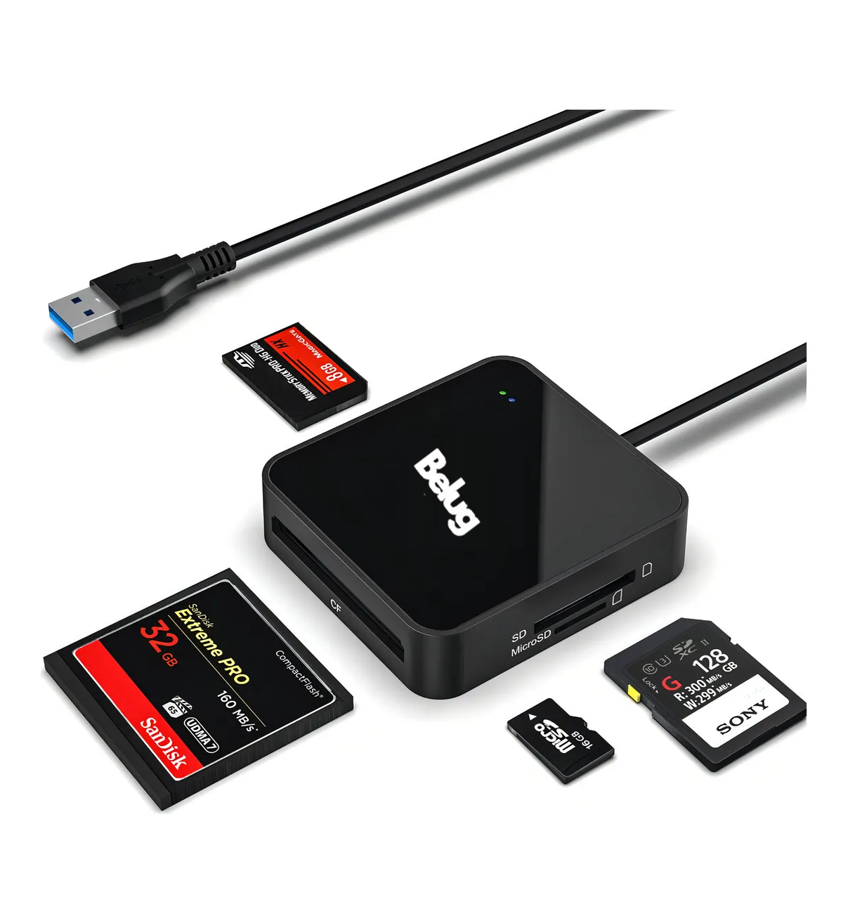 Lector de Tarjetas SD 4 En 1, USB 3.0 de 5Gbps Belug Negro