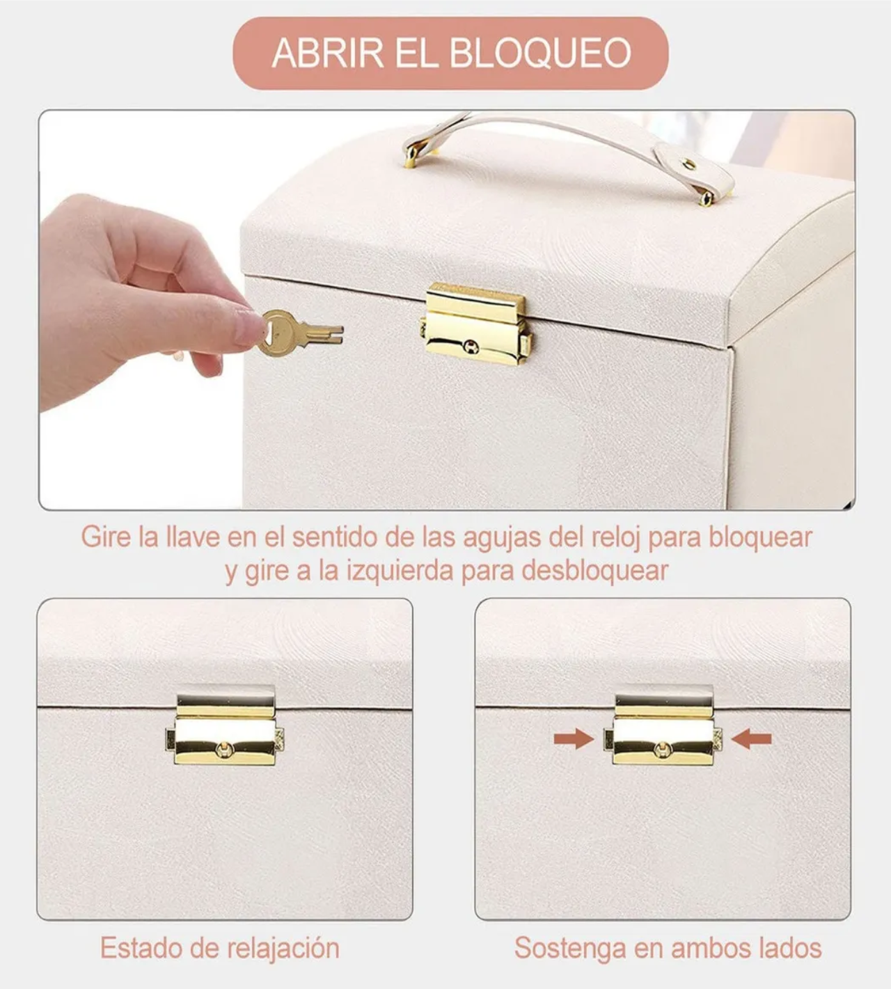 Joyero Organizador De 3 Capas, Cajas De Exhibición De Joyería rosa claro