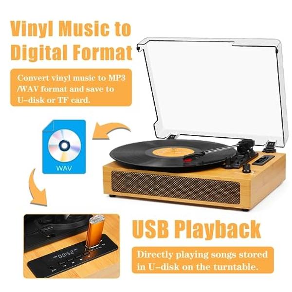 Tocadiscos Vintage Con Altavoz Integrado, Bluetooth 5.0 Y USB – Reproduce Vinilos A 33/45/78 RPM Con Estilo Clásico
