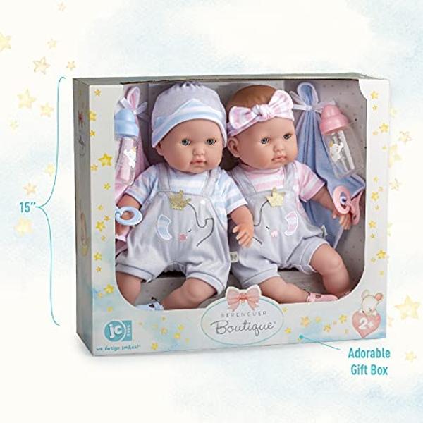 Muñecas Gemelas Berenguer Boutique 38 Cm: Ojos Que Abren Y Cierran Con 8 Accesorios