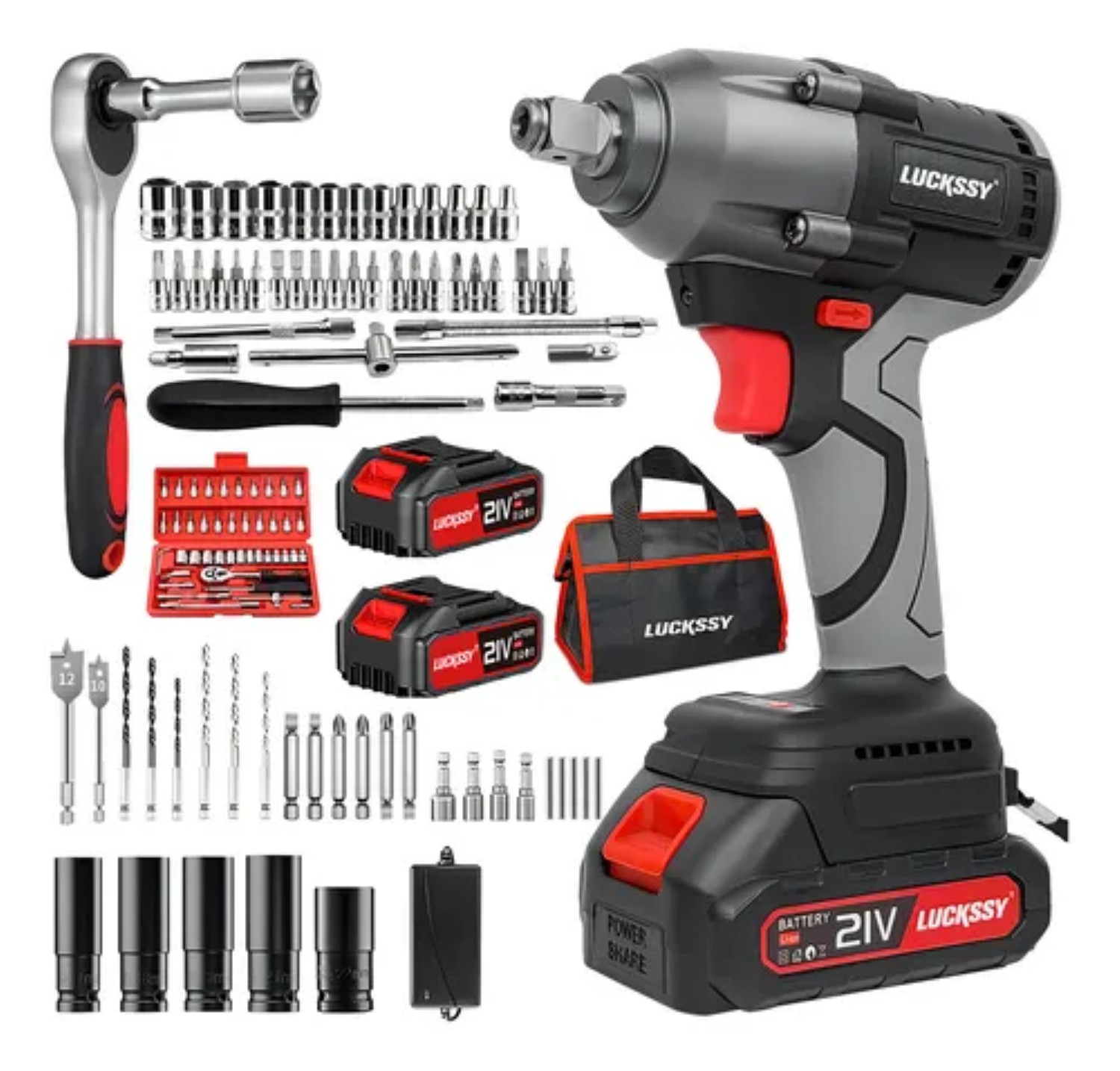 Llave De Impacto Inalambrico Pistola Taladro Impacto Destornillador Electrica Sin Escobillas Gris