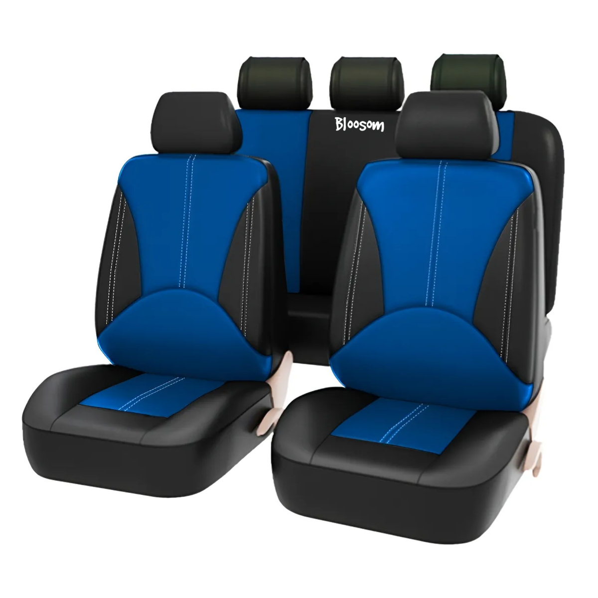 Fundas De Asiento De Coche Cuero Respirable 9 Piezas Bicolor Azul
