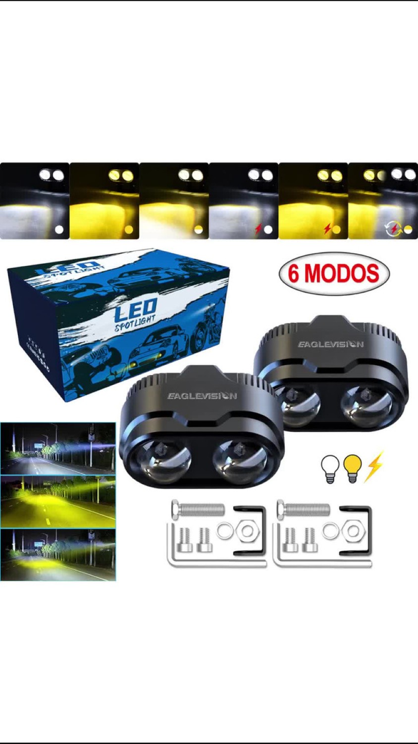 "Par Faros Led Auxiliares Luces Foco Para Motos Auto 80w negros "