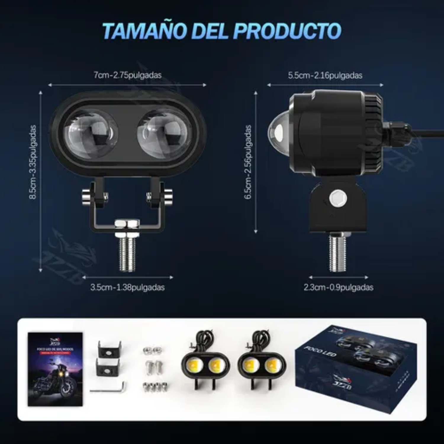 "Par Faros Led Auxiliares Luces Foco Para Motos Auto 80w negros "