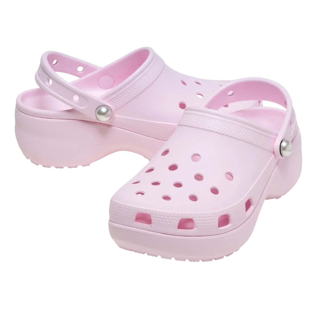 Sandalia Crocs Classic Platform Pearl Clog Rosa Milk Mujer