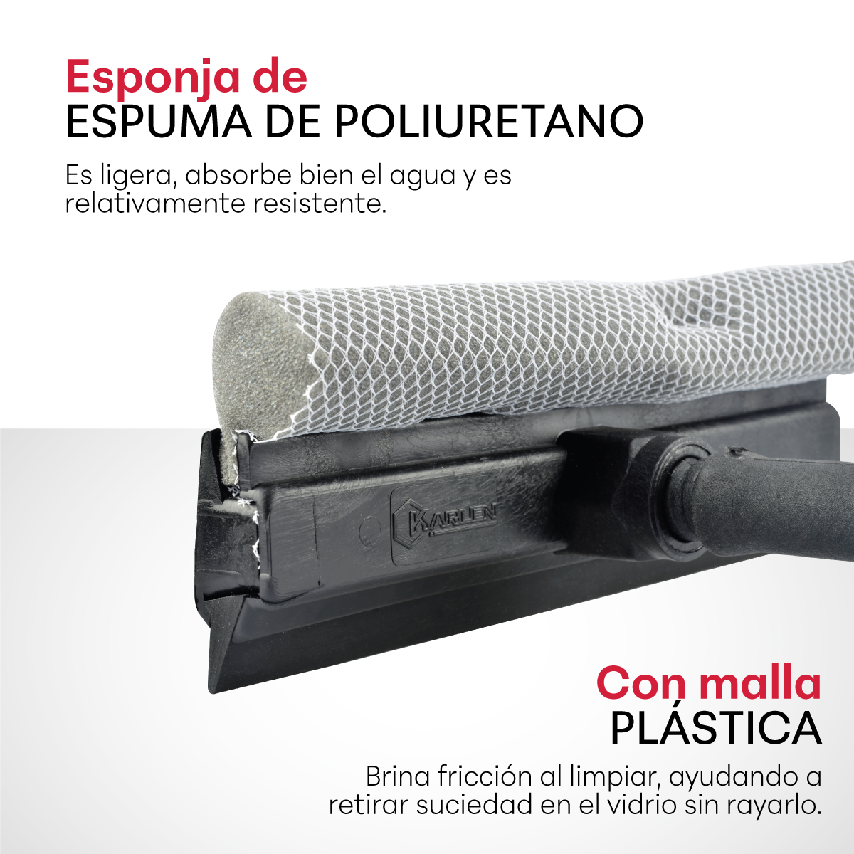 Karlen – Jalador Limpia Vidrios de Cristal y Espejos | Ergonómico, Resistente y Fácil de Usar