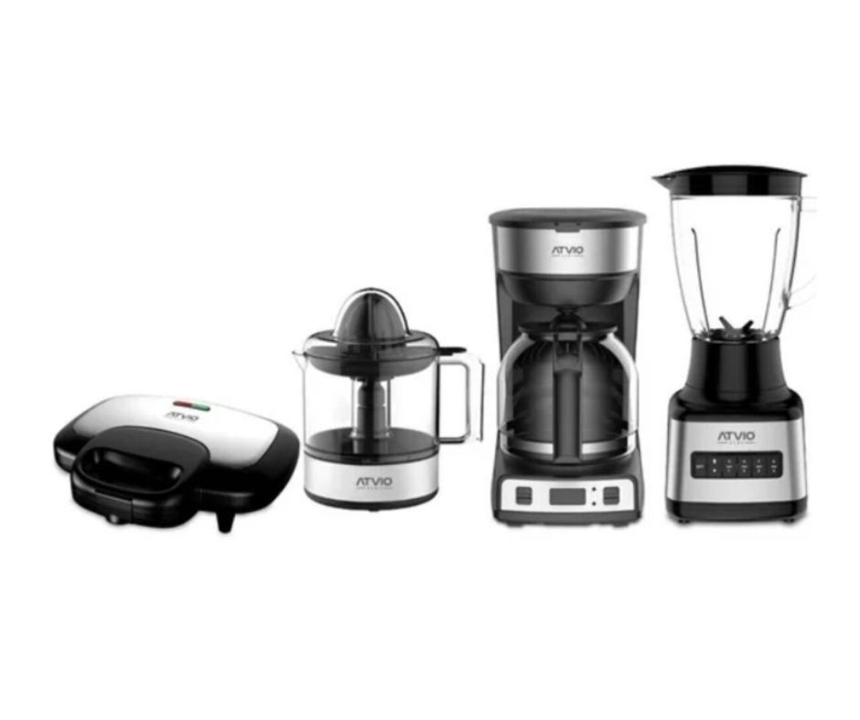 Combo de electrodomésticos Atvio AT-CMB969MX ELECTRO 4 piezas negro con plata