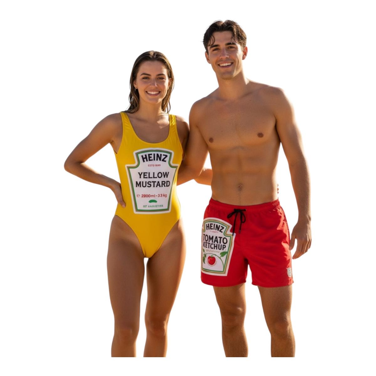 Duo Traje De Baño Pareja Capsup Y Mostaza Heinz.