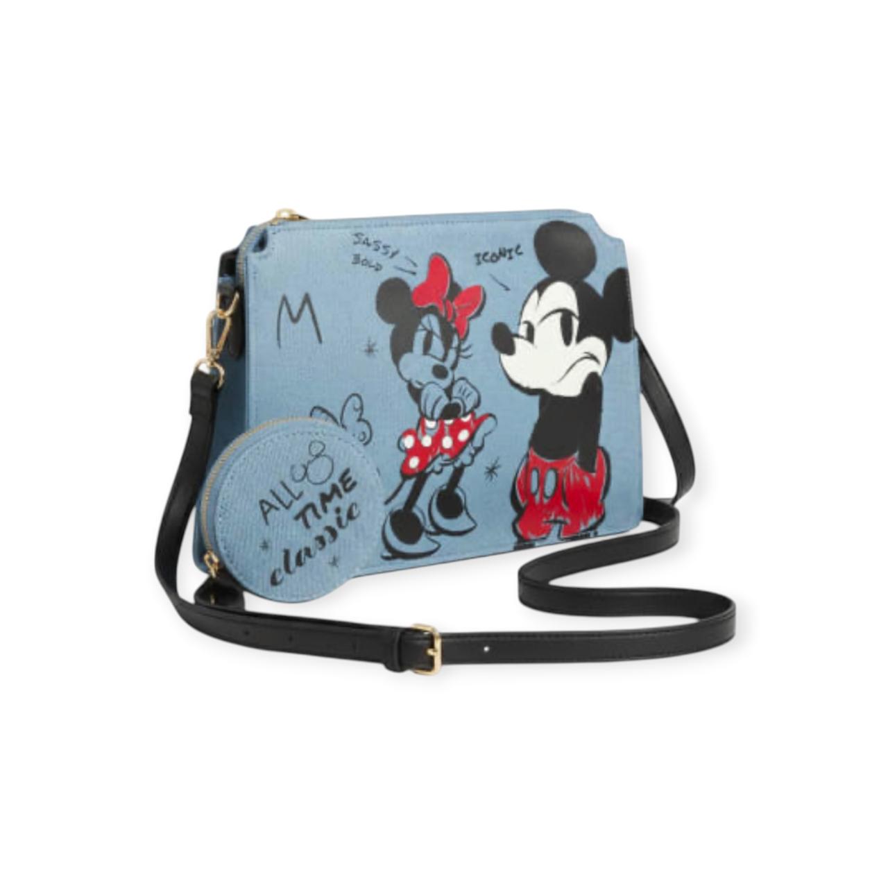 Bolsa Crossbody Disney Mickey Y Minnie Con Monedero Azul