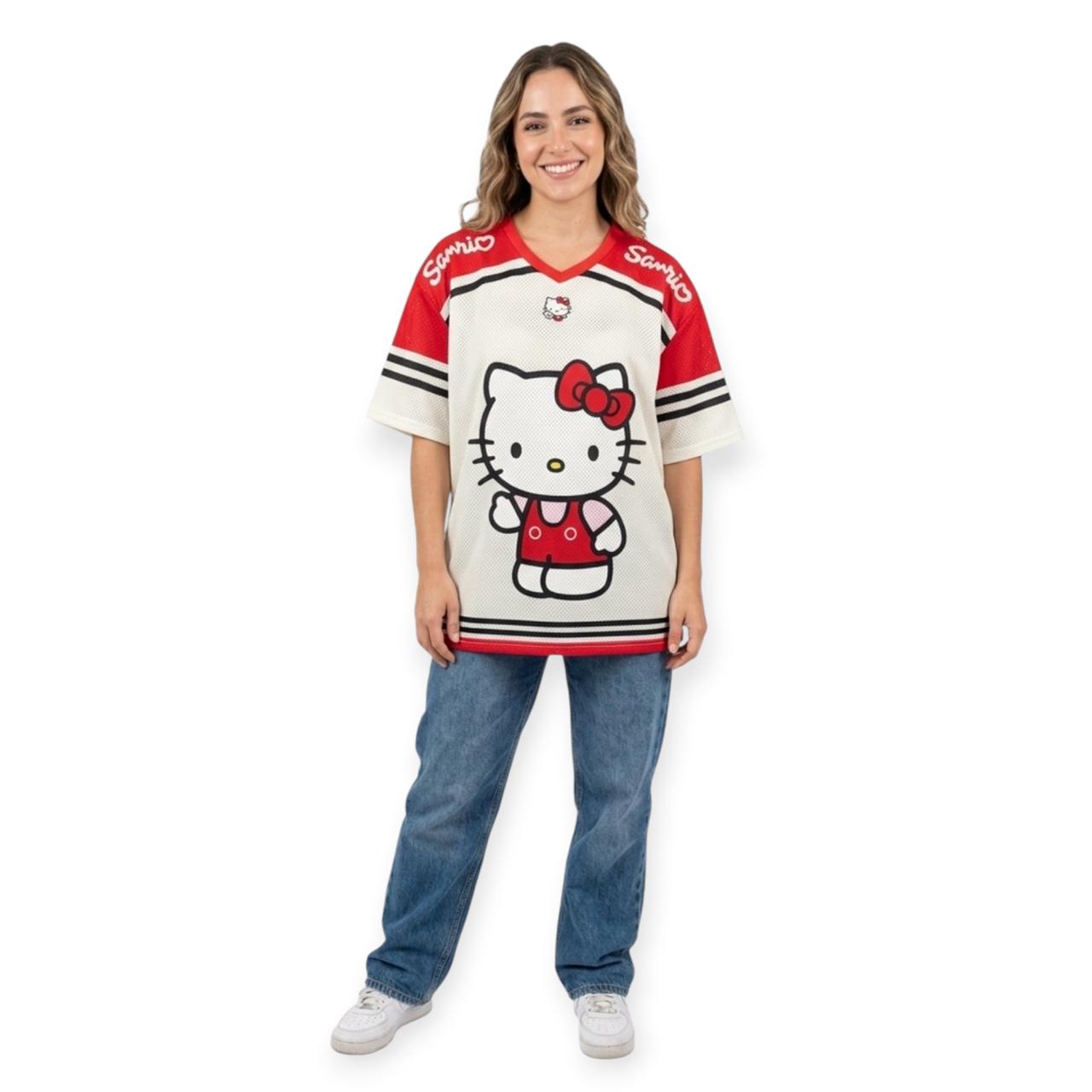 Playera Jersey Dama Hello Kitty Estilo Béisbol