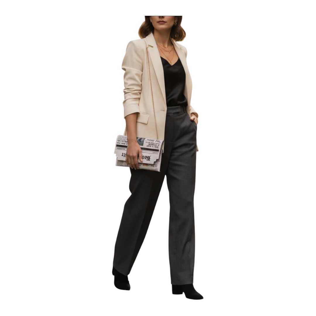 Bolso Rectangular Diseño De Periódico Asa De Cadena
