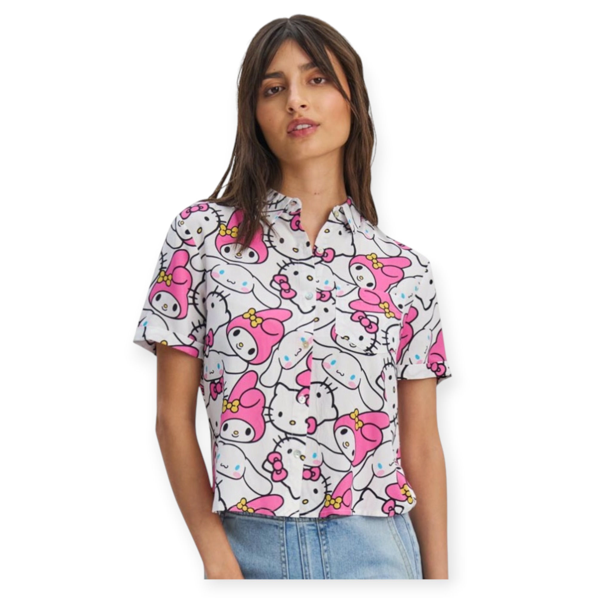 Blusa Dama Manga Corta Estampado Hello Kitty Y My Melody