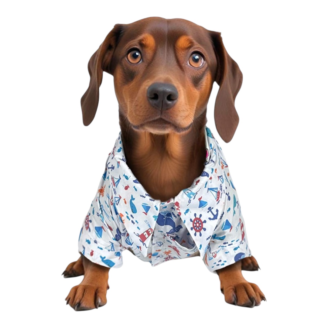 Camisa Para Perro Diseño Marinero Azul De Anclas