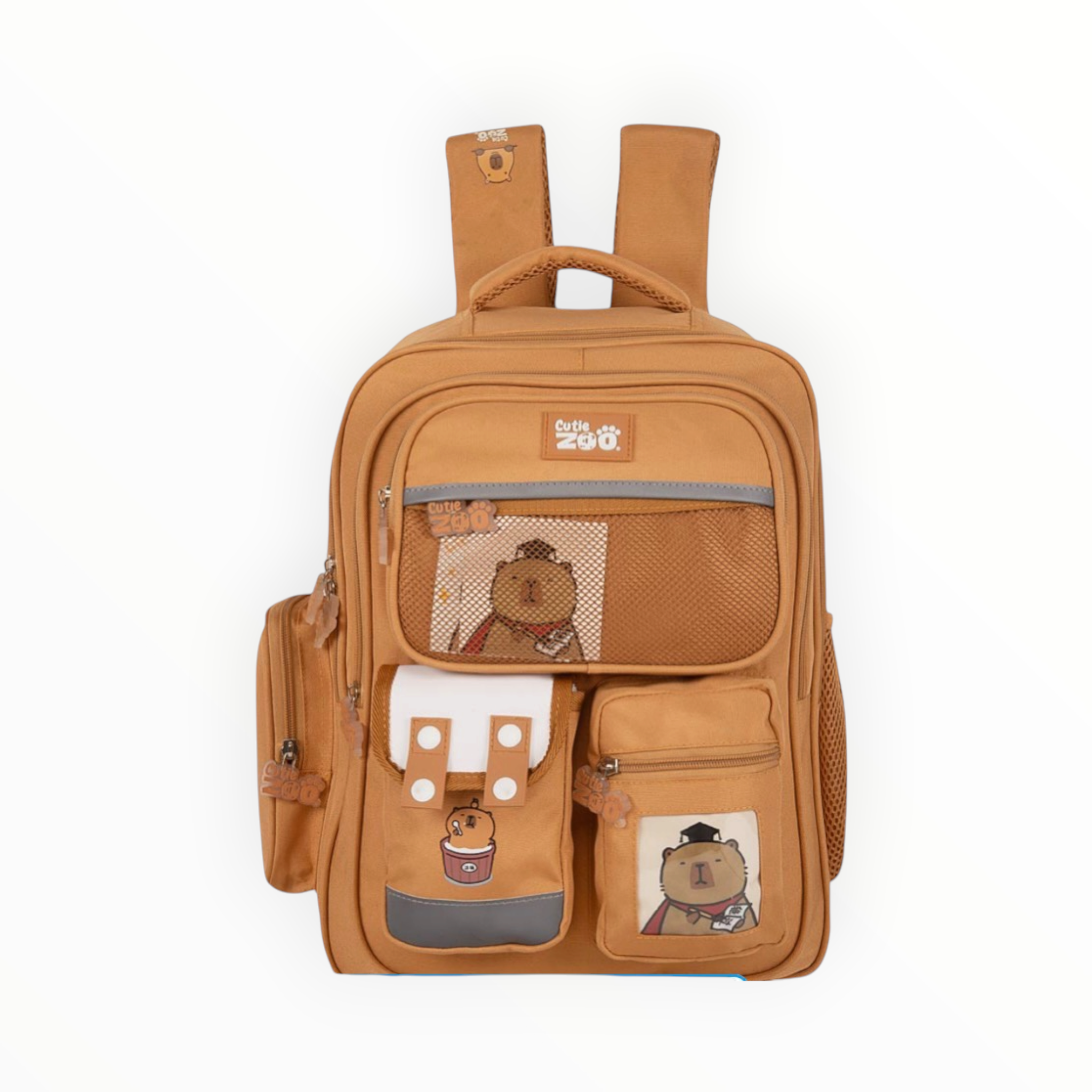 Mochila Capibara Cutie Zoo 30x47x15 cm | Mochila Escolar con Múltiples Bolsillos