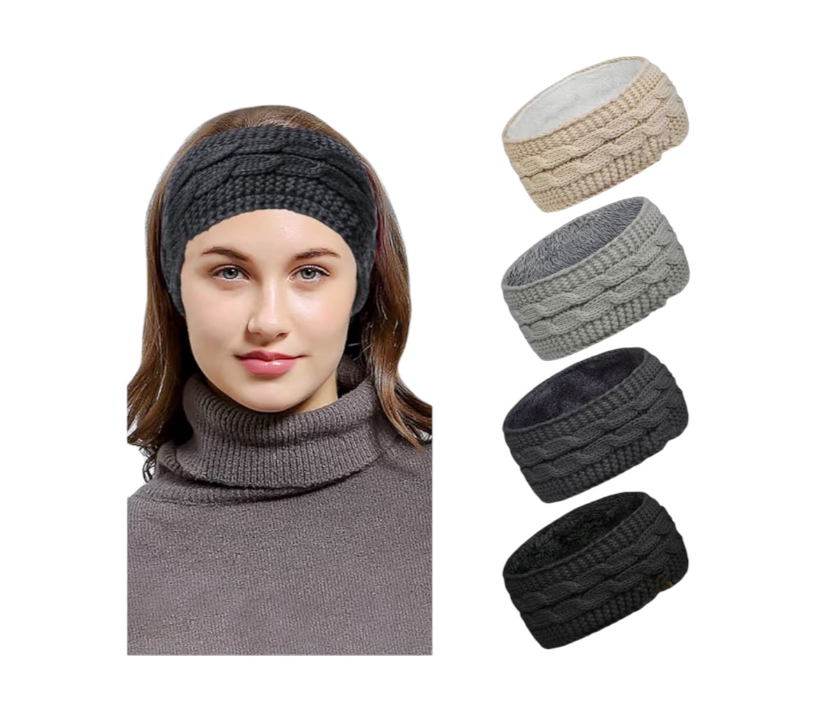 Set 4 Diadema Tejida Ancha Invernal Para Mujer
