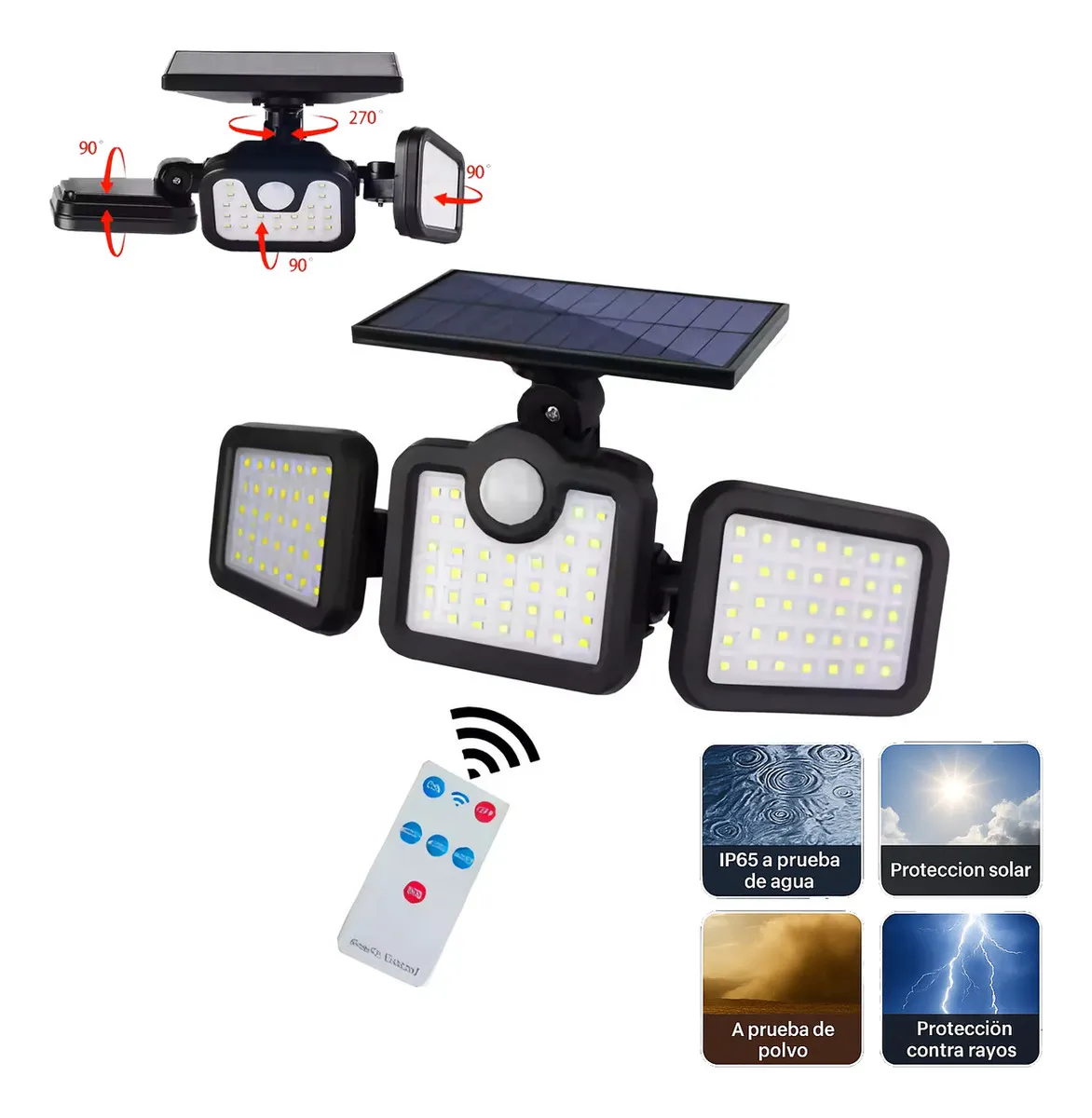 Lámpara Solar para jardín y exterior ideal para alumbrado público, patio, postes y luminarias urbanas