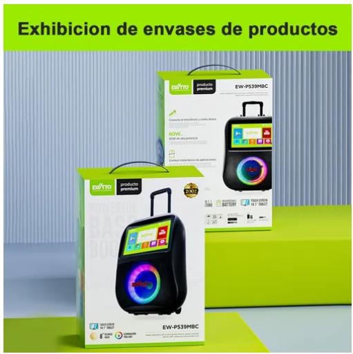EWTTO Bocina Karaoke con Pantalla Táctil 14.1", WiFi y Bluetooth 5.3
