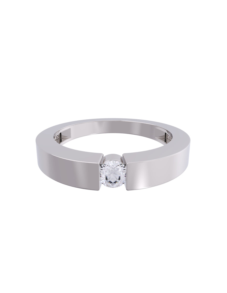 Churumbela de Oro Blanco 10k Fonelli con Zirconia redonda de 3.5 mm 10-Z9180B