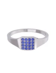 Churumbela de Oro Blanco 10k Fonelli con Zirconias redondas azules de 1 mm 10-ZA9181B
