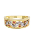 Churumbela de Oro Amarillo 10k Fonelli Zirconias redondas de 1.25 mm y rojas de 1.5 mm 10-ZR9151