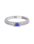 Churumbela de Oro Blanco 10k Fonelli Zirconias redondas de 1 mm y una central azul de 2.5 mm 10-ZA9131B