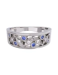 Churumbela de Oro Blanco 10k Fonelli Zirconias redondas de 1.25 mm y azules de 1.5 mm 10-ZA9151B