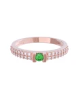 Churumbela de Oro Rosa 10k Fonelli Zirconias redondas de 1 mm y una central verde de 2.5 mm 10-ZV9131R
