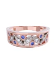 Churumbela de Oro Rosa 10k Fonelli Zirconias redondas de 1.25 mm y azules de 1.5 mm 10-ZA9151R