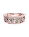 Churumbela de Oro Rosa 10k Fonelli Zirconias redondas de 1.25 mm y verdes de 1.5 mm 10-ZV9151R