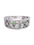 Churumbela de Oro Blanco 10k Fonelli Zirconias redondas de 1.25 mm y verdes de 1.5 mm 10-ZV9151B