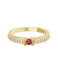 Churumbela de Oro Amarillo 10k Fonelli Zirconias redondas de 1 mm y una central roja de 2.5 mm 10-ZR9131