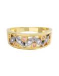 Churumbela de Oro Amarillo 10k Fonelli Zirconias redondas de 1.25 mm y rosas de 1.5 mm 10-ZRS9151