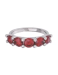Churumbela de Oro Blanco 10k Fonelli Zirconias redondas rojas de 5 mm 10-ZR9138B