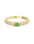 Churumbela de Oro Amarillo 10k Fonelli Zirconias redondas de 1 mm y una central verde de 2.5 mm 10-ZV9131