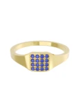 Churumbela de Oro Amarillo 10k Fonelli con Zirconias redondas azules de 1 mm 10-ZA9181