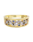Churumbela de Oro Amarillo 10k Fonelli Zirconias redondas de 1.25 mm y azules de 1.5 mm 10-ZA9151