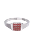 Churumbela de Oro Blanco 10k Fonelli con Zirconias redondas rojas de 1 mm 10-ZR9181B