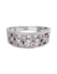 Churumbela de Oro Blanco 10k Fonelli Zirconias redondas de 1.25 mm y rosas de 1.5 mm 10-ZRS9151B
