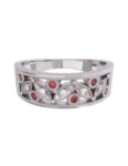 Churumbela de Oro Blanco 10k Fonelli Zirconias redondas de 1.25 mm y rojas de 1.5 mm 10-ZR9151B
