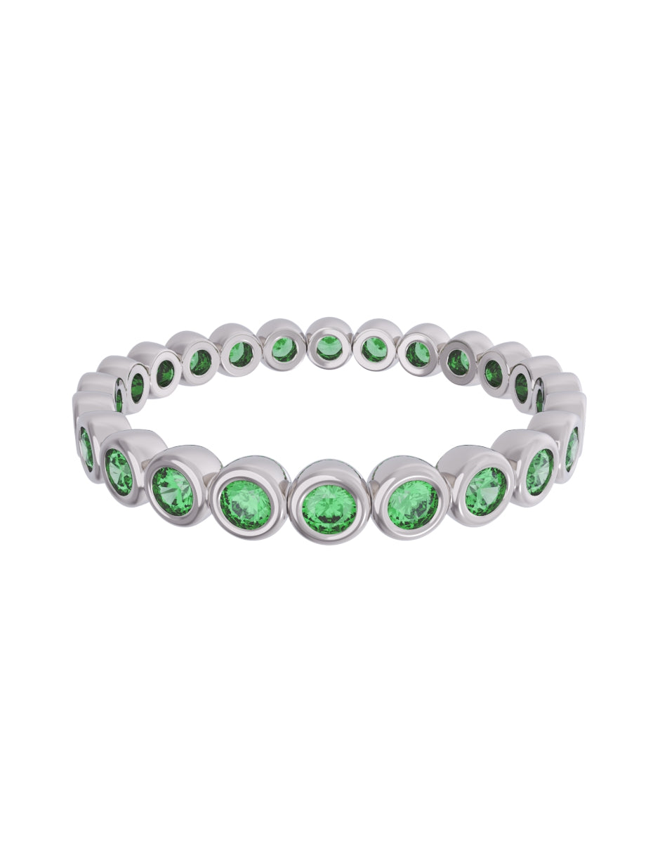 Churumbela de Oro Blanco 10k Fonelli Zirconia con Zirconias redondas verdes de 1.75 mm 10-ZV9198B