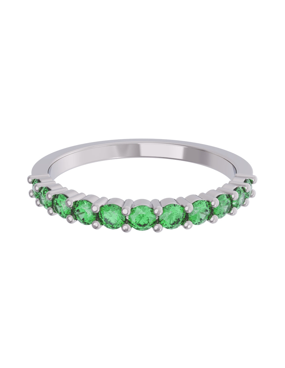 Churumbela de Oro Blanco 10k Fonelli Zirconia con Zirconias redondas verdes de 2 mm 10-ZV9197B