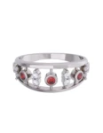 Churumbela de Oro Blanco 10k Fonelli con Zirconias redondas de 1.5 mm y rojas de 2 mm 10-ZR9185B