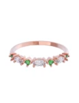 Churumbela de Oro Rosa 10k Fonelli con Zirconias redondas verdes de 1.5 mm y principales Marquise de 4 x 2 mm 10-ZV9183R
