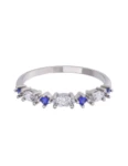 Churumbela de Oro Blanco 10k Fonelli con Zirconias redondas azules de 1.5 mm y principales Marquise de 4 x 2 mm 10-ZA9183B