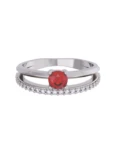 Churumbela de Oro Blanco 10k Fonelli con Zirconias redondas de 1 mm y una central roja de 3.5 mm 10-ZR9188B