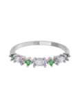 Churumbela de Oro Blanco 10k Fonelli con Zirconias redondas verdes de 1.5 mm y principales Marquise de 4 x 2 mm 10-ZV9183B
