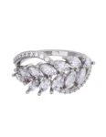Churumbela de Oro Blanco 10k Fonelli con Zirconias redondas de 1 mm y centrales Marquise de 4 x 2 mm 10-Z9194B